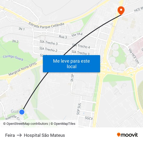 Feira to Hospital São Mateus map