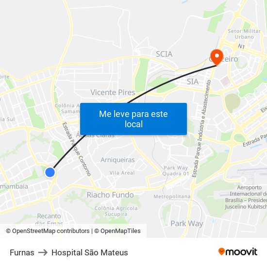 Furnas to Hospital São Mateus map