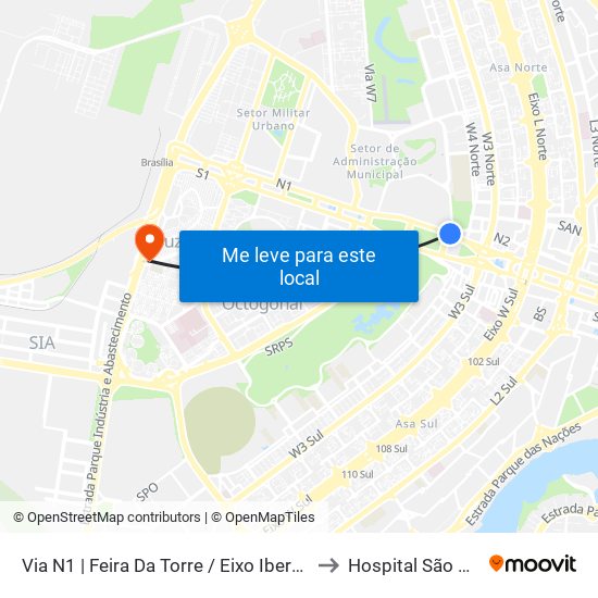 Via N1 | Feira Da Torre / Eixo Ibero-Americano to Hospital São Mateus map