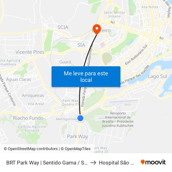 Estação Brt Park Way to Hospital São Mateus map