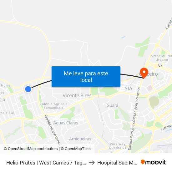 Hélio Prates | West Carnes / Taguacenter to Hospital São Mateus map