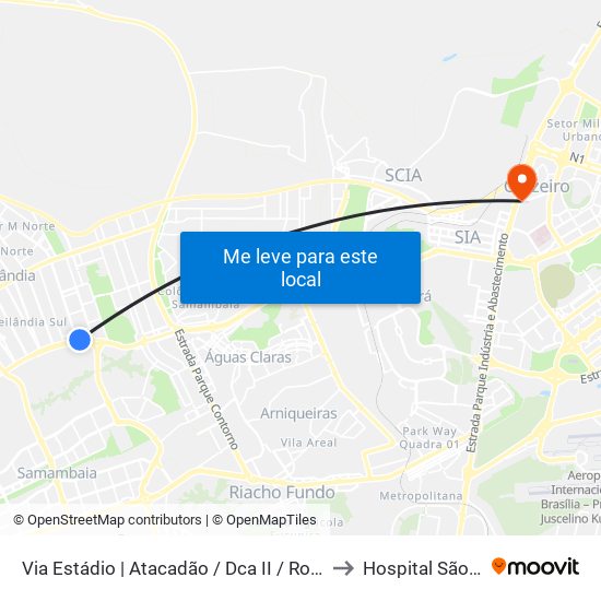 Via Estádio | Atacadão / Dca II / Rodoviária / Estádio to Hospital São Mateus map