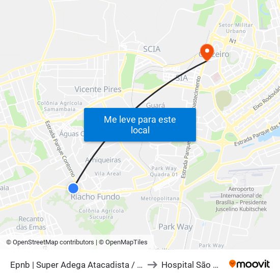 Epnb | Super Adega Atacadista / Gran Motel to Hospital São Mateus map