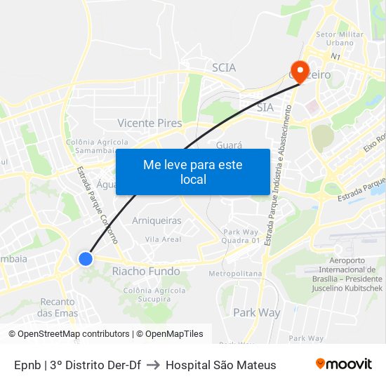 Epnb | 3º Distrito Der-Df to Hospital São Mateus map