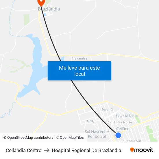 Ceilândia Centro to Hospital Regional De Brazlândia map