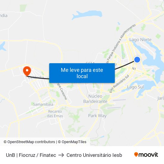 UnB | Fiocruz / Finatec to Centro Universitário Iesb map