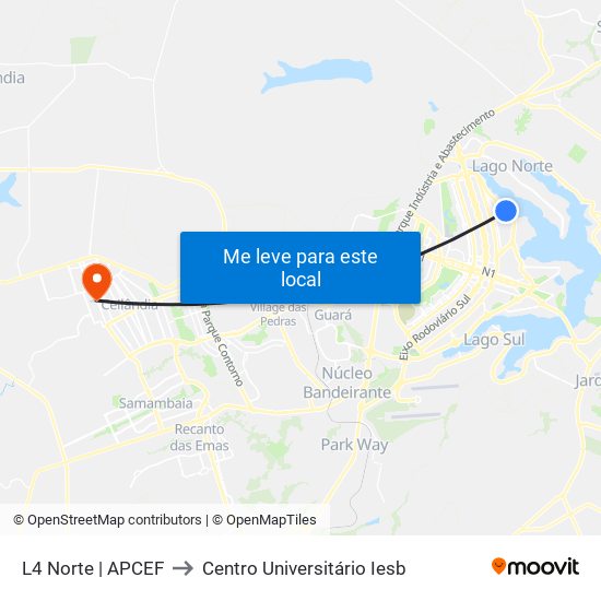 L4 Norte | Apcef to Centro Universitário Iesb map