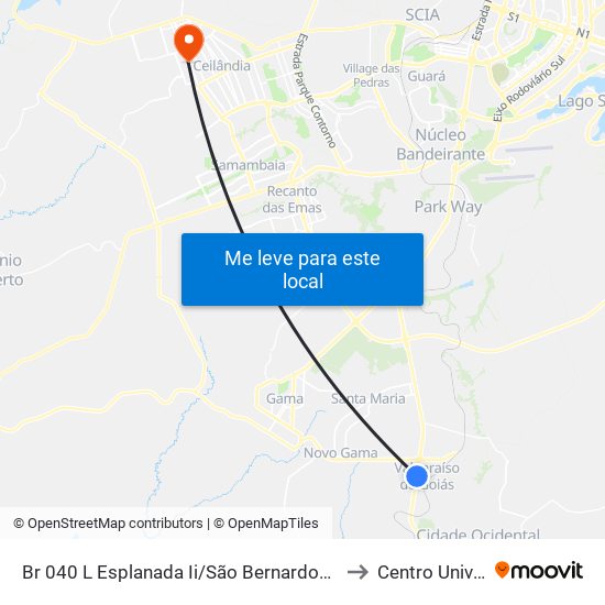 Br 040 L Esplanada Ii/São Bernardo/Hospital Nossa Senhora Aparecida to Centro Universitário Iesb map