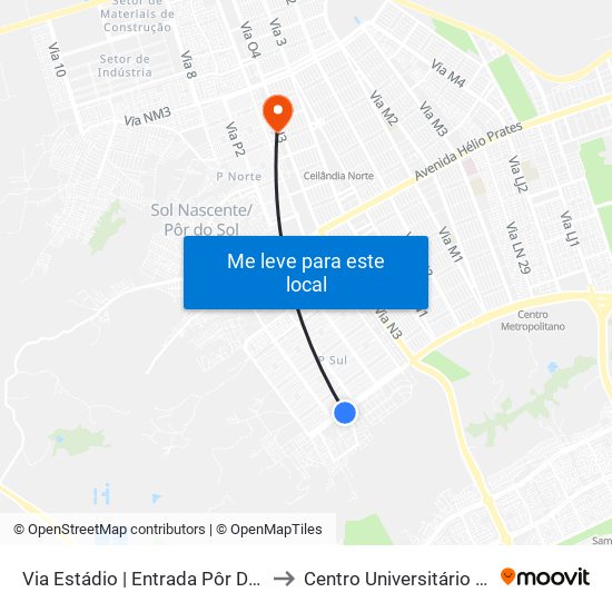 Via Estádio | Entrada Pôr Do Sol to Centro Universitário Iesb map