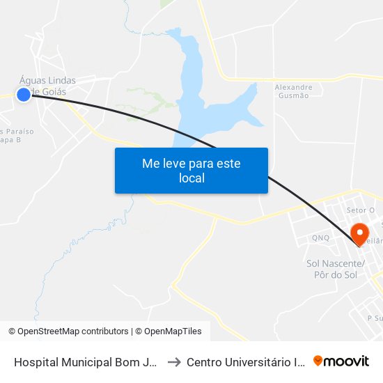 Hospital Municipal Bom Jesus to Centro Universitário Iesb map