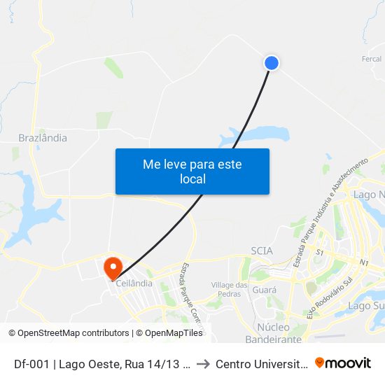 Df-001 | Lago Oeste, Rua 14/13 (Comercial 13) to Centro Universitário Iesb map