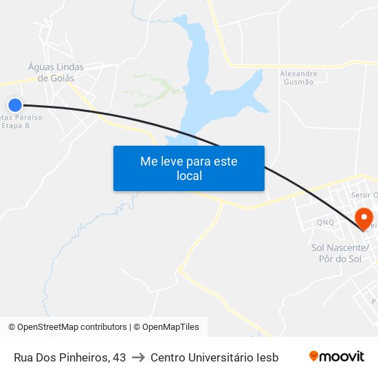 Rua Dos Pinheiros, 43 to Centro Universitário Iesb map