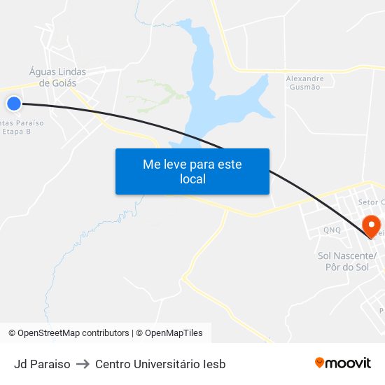 Jd Paraiso to Centro Universitário Iesb map