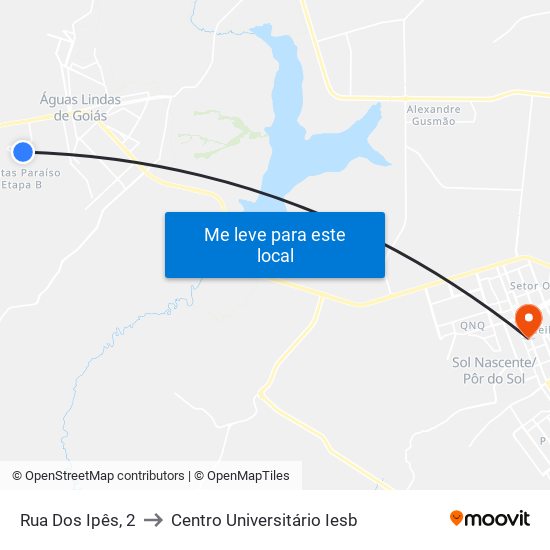 Rua Dos Ipês, 2 to Centro Universitário Iesb map