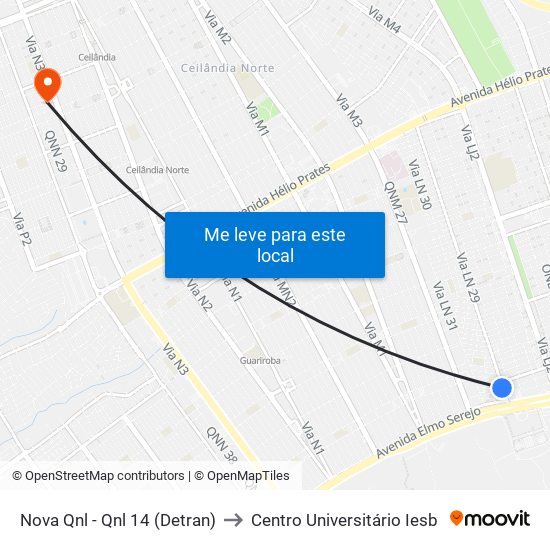 Nova Qnl - Qnl 14 (Detran) to Centro Universitário Iesb map