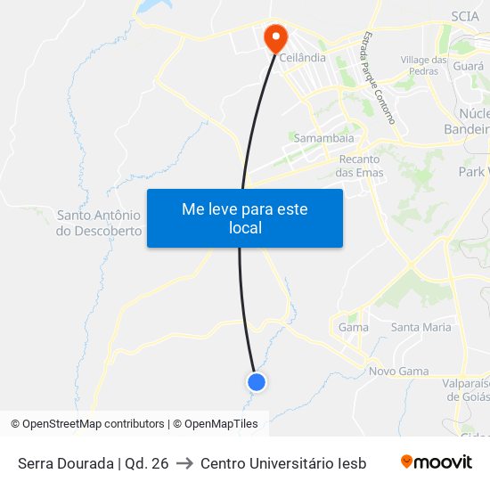 Serra Dourada | Qd. 26 to Centro Universitário Iesb map