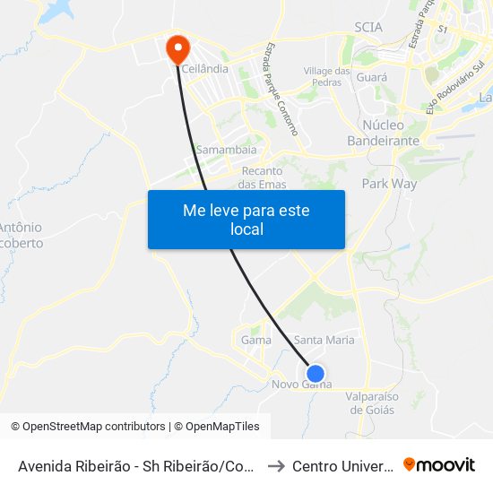 Avenida Ribeirão - Sh Ribeirão/Cond Porto Rico Fase 1 Q J to Centro Universitário Iesb map