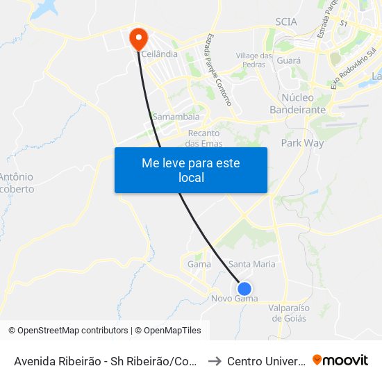 Avenida Ribeirão - Sh Ribeirão/Cond Porto Rico Fase 1 Q H to Centro Universitário Iesb map