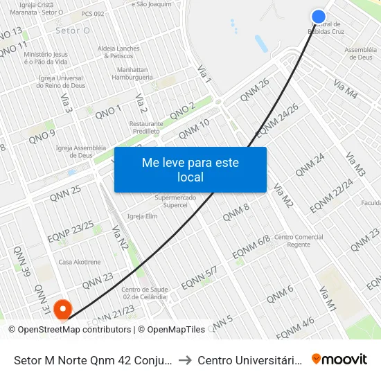 Setor M Norte Qnm 42 Conjunto E, 6 to Centro Universitário Iesb map