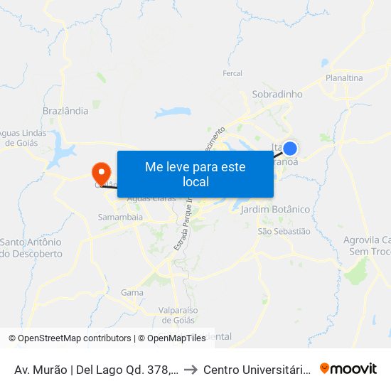 Av. Murão | Del Lago Qd. 378, Conj. K to Centro Universitário Iesb map