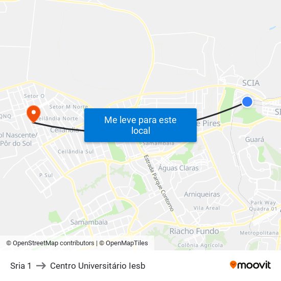 Sria 1 to Centro Universitário Iesb map