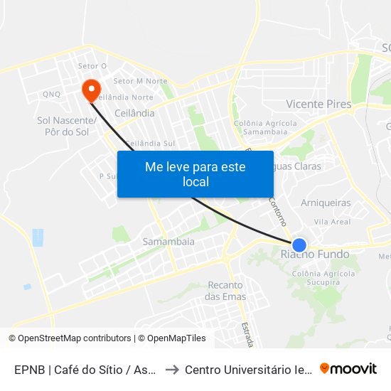 EPNB | Café do Sítio / Assaí to Centro Universitário Iesb map