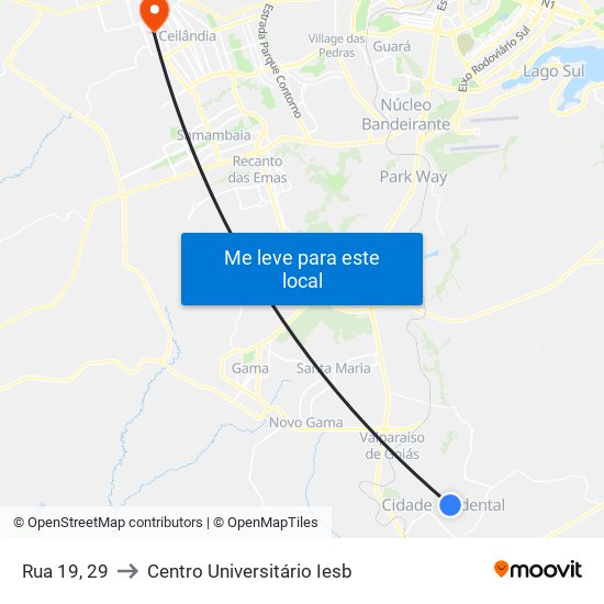 Rua 19, 29 to Centro Universitário Iesb map