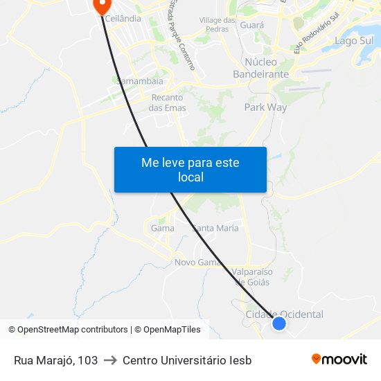 Rua Marajó, 103 to Centro Universitário Iesb map
