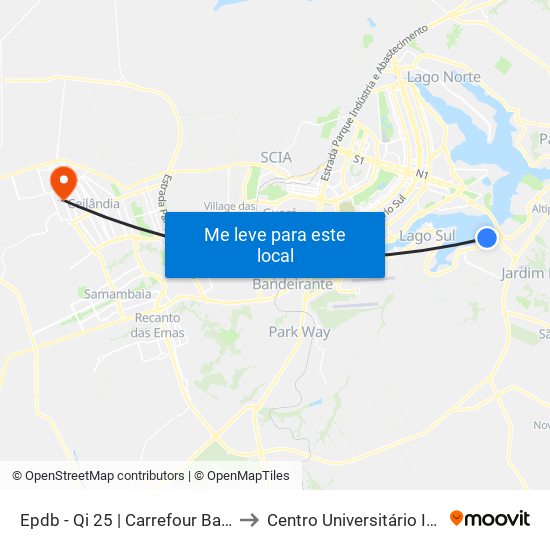 Epdb - Qi 25 | Carrefour Bairro to Centro Universitário Iesb map