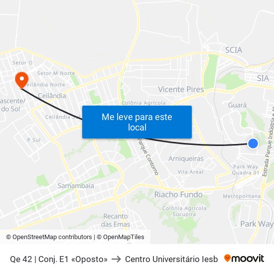Qe 42 | Conj. E1 «Oposto» to Centro Universitário Iesb map