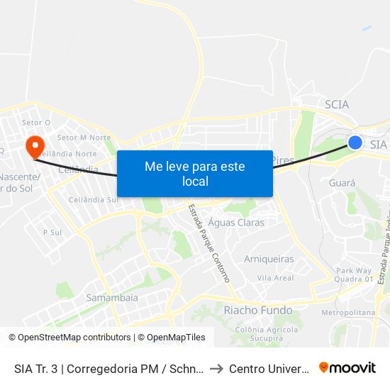 Sia Trecho 3 - Central De Regulação Samu to Centro Universitário Iesb map