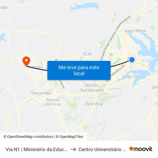 Via N1 | Ministério da Educação to Centro Universitário Iesb map