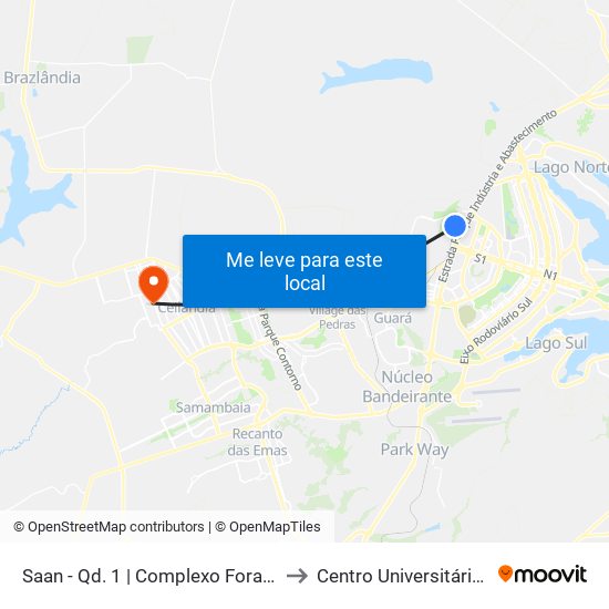 Saan - Qd. 1 | Complexo Fora Do Eixo to Centro Universitário Iesb map