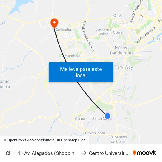 Cl 114 - Av. Alagados (Shopping/Delegacia) to Centro Universitário Iesb map