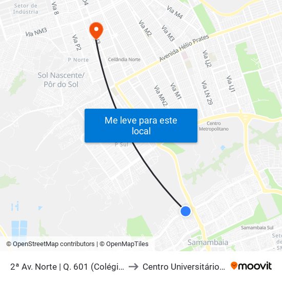 2ª Av. Norte | Q. 601 (Colégio Cci) to Centro Universitário Iesb map