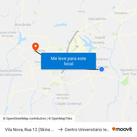 Vila Nova, Rua 12 (Skina 14) to Centro Universitário Iesb map