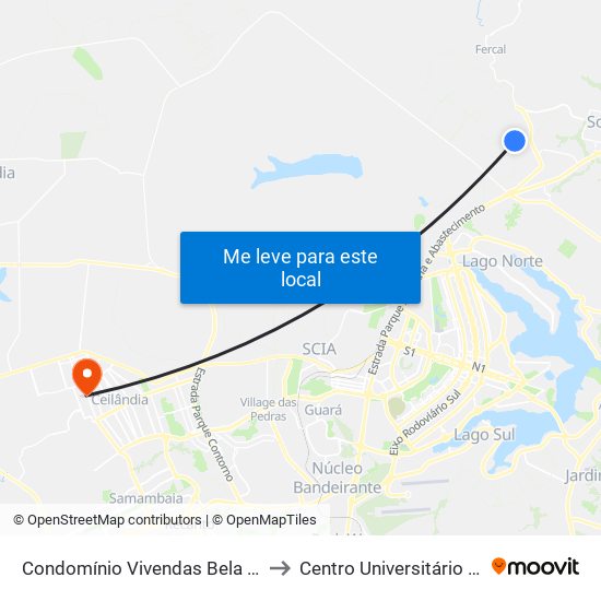 Condomínio  Vivendas Bela Vista to Centro Universitário Iesb map