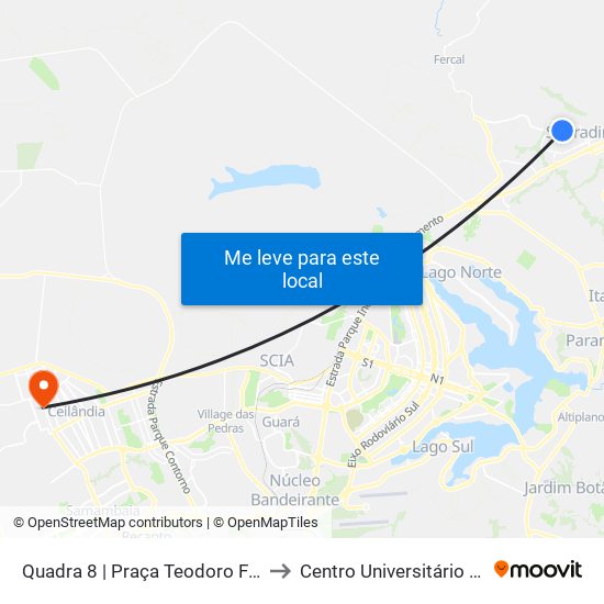 Quadra 8 | Praça Teodoro Freire to Centro Universitário Iesb map