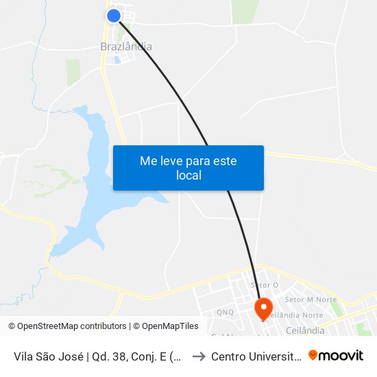 Vila São José | Qd. 38, Conj. E (Ótica Essencial) to Centro Universitário Iesb map