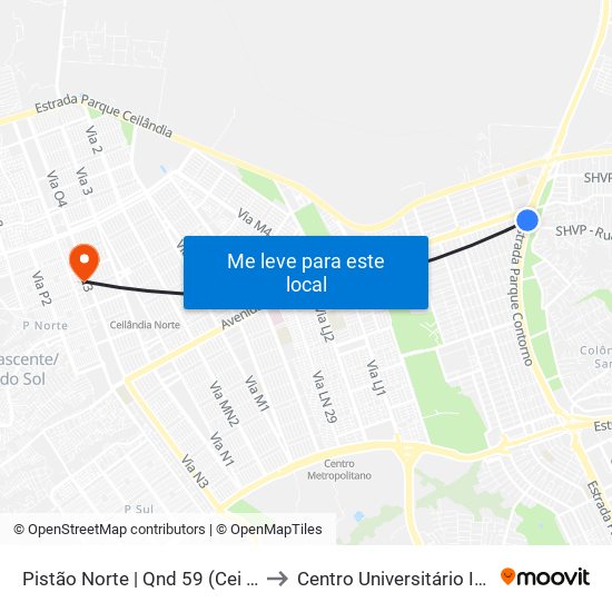 Pistão Norte | Qnd 59 (Cei 02) to Centro Universitário Iesb map