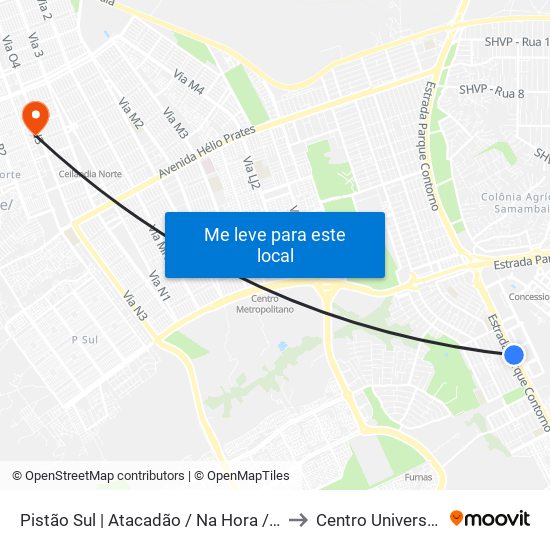 Pistão Sul | Atacadão / Na Hora / Leonardo da Vinci to Centro Universitário Iesb map