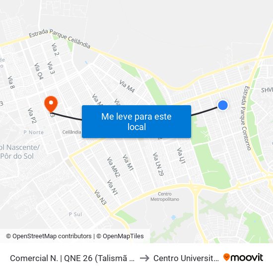 Comercial N. | QNE 26 (Talismã Supermercado) to Centro Universitário Iesb map