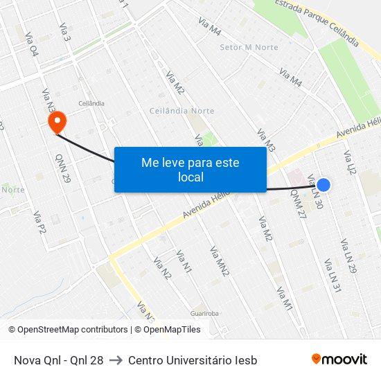 Nova Qnl - Qnl 28 to Centro Universitário Iesb map