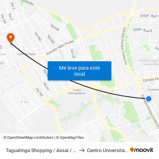 Taguatinga Shopping / Assaí / Leroy Merlin to Centro Universitário Iesb map