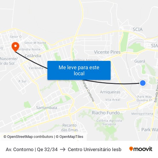 Av. Contorno | Qe 32/34 to Centro Universitário Iesb map