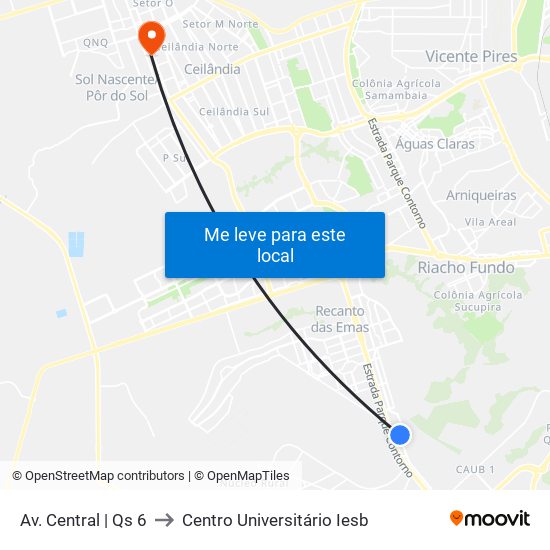 Av. Central | Qs 6 to Centro Universitário Iesb map