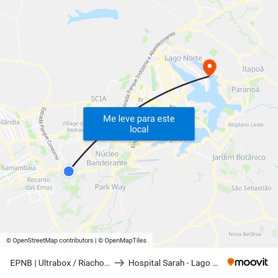 Epnb | Ultrabox / Assaí / Riacho Mall to Hospital Sarah - Lago Norte map