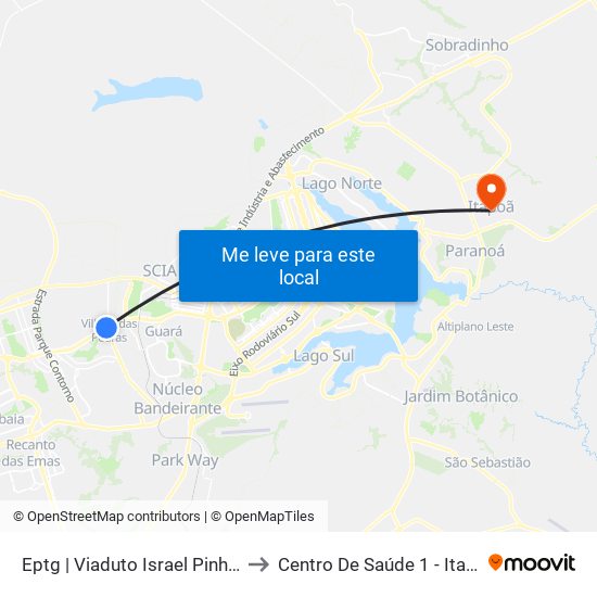 Eptg | Viaduto Israel Pinheiro to Centro De Saúde 1 - Itapoã map