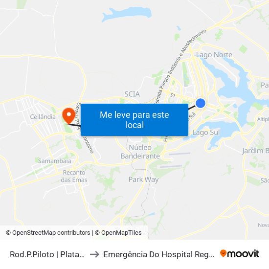 Rod.P.Piloto | Plataforma D (Box 16) to Emergência Do Hospital Regional De Taguatinga - Hrt map