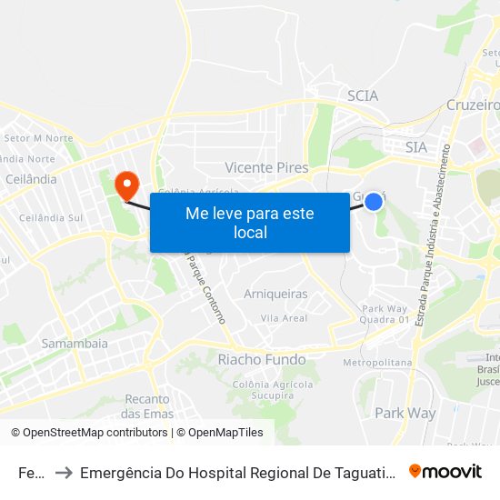 Feira to Emergência Do Hospital Regional De Taguatinga - Hrt map